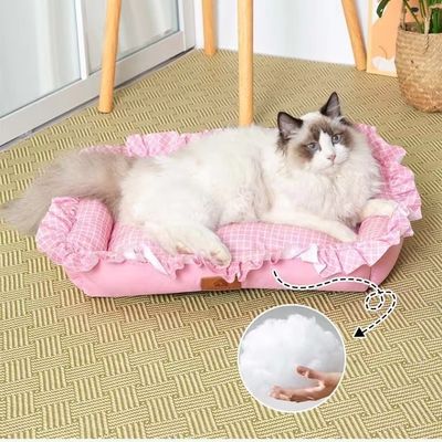 Flauschiges, plüschiges, waschbares Katzenbett, anpassbar und maschinell waschbar zur einfachen Reinigung