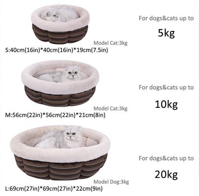 Sofa für Haustiere, rundes Kissenbett für Katzen oder kleine Hunde, rutschfeste, wasserdicht