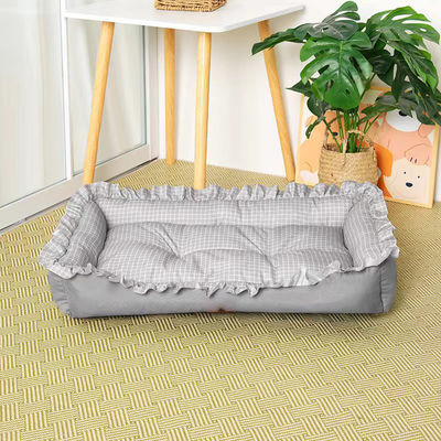 Schlafbett für Haustiere in Plain Peach Velvet für Hunde Katze Mehrfache Größen Waschbare Kussler