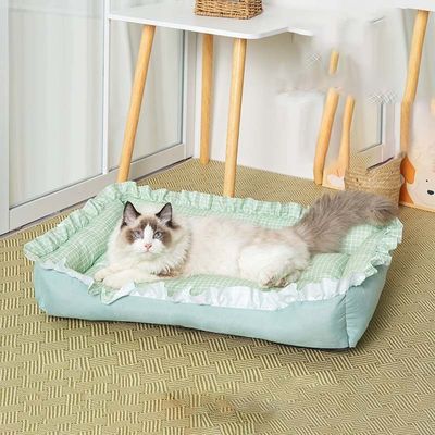 Schlafbett für Haustiere in Plain Peach Velvet für Hunde Katze Mehrfache Größen Waschbare Kussler