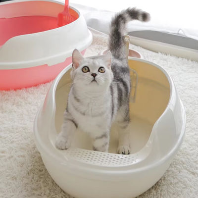 Einfach zu reinigen Großes halbgeschlossene Katzenmüllbox mit Drei-Schichten-Trennungs-Design