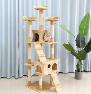 ODM Designs Luxus Naturholz Haustiermöbel Große Kletterkatze Baum Für Holz große Katzen Zwei Farben Sisal Seil