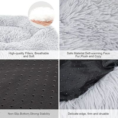 Hund Katze Haustierbett Flauschige Plüsch Hautfreundliche Quilted PP Baumwolle Süßigkeiten Farbe Rundes Haustiersofa