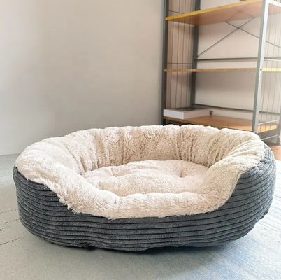Solides Muster Weiches Corduroy Falsches Fell Waschbares Haustierbett für Katzen und Hunde Anpassung