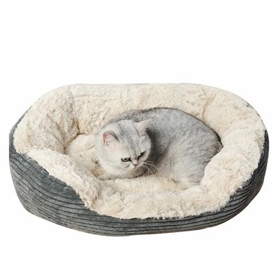 Luxus-Plüsch-Haustier-Betthaus für Katzen und Hunde Warme Dicke Schlafmatte Polsterdeckenkissen