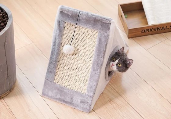 Katzenmöbel Haustierhaus Plüssig Dreiecksform Katzenbetten Katzennest Warm weich Klapphund