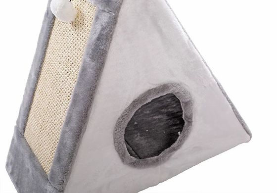 Katzenmöbel Haustierhaus Plüssig Dreiecksform Katzenbetten Katzennest Warm weich Klapphund