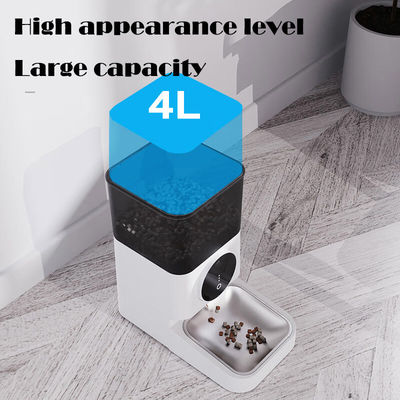 Weißes ABS-Material 4L Katzenfutterverteiler mit Schließdeckel und zeitgesteuerter Pet-Feeder-Steuerung