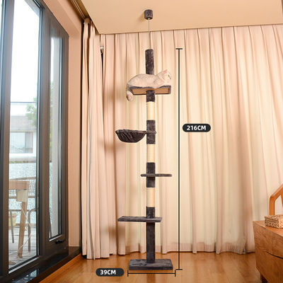 Nachhaltiger Katzenbaum Vierstöckiger Katzenkletterturm mit gemütlicher Hängematte