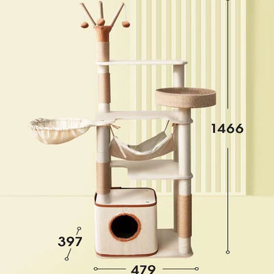 Funktion Spaß spielen 143cm Klassiker Katzenbaum mit Doppelwohnung und Sisal Katze Kratzpfosten