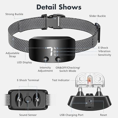 Einstellbarer Hunde-Training-Halsband mit Anpassung an die Empfindlichkeit Wiederaufladbarer Hunde-Anti-Bellen-Halsband