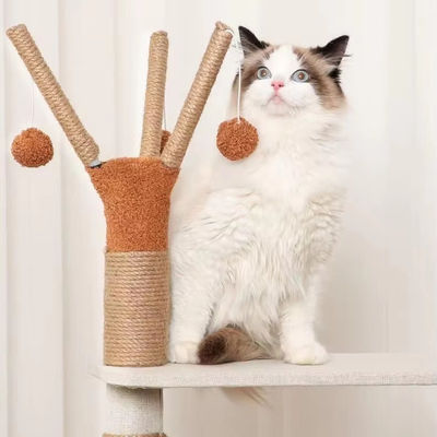 Funktion Spaß spielen 143cm Klassiker Katzenbaum mit Doppelwohnung und Sisal Katze Kratzpfosten