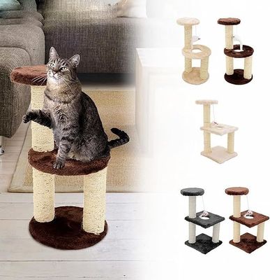 ODM-Design Katzenmöbel Beige-Sprengbrett Kletterbaum mit Sisal-Säule und Plush-Hängematte