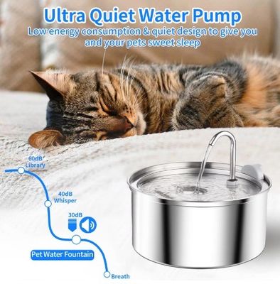 Automatische Wasserquelle aus Edelstahl für mehrere Katzen und Hunde