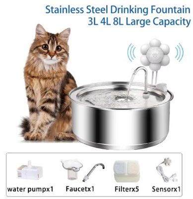 Filter aus Edelstahl Trinkbrunnen für Haustiere für gesunde Wasserzufuhr und -verbrauch