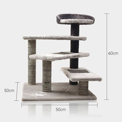 ODM Grau Holz Moderne Katze Kletterrahmen Deluxe Sisal Katze Baumhaus Kratzer