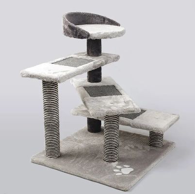 ODM Grau Holz Moderne Katze Kletterrahmen Deluxe Sisal Katze Baumhaus Kratzer