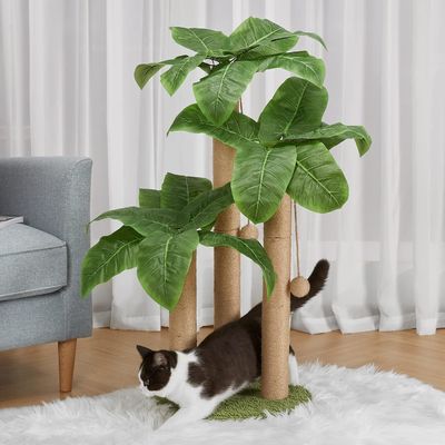 Katzenmöbel Haustierhaus 80 cm groß Natürlicher Sisal Katzenbaum mit Kugel und 3 Säulen