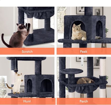 Anpassung Dienstleistung zur Verfügung gestellt 143cm Katzenbaum mit Plush Perch Mehrstufiger Katzenturm