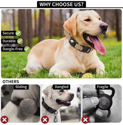 Hundehalsband Öko-freundliche Nylon-Verstellbare Haustierhalsbänder mit Air Tag GPS-Tracker Hundeleiter