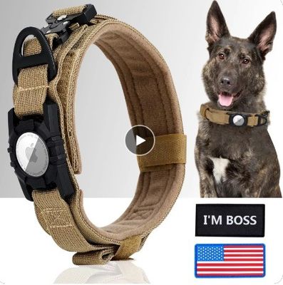 Hundehalsband Öko-freundliche Nylon-Verstellbare Haustierhalsbänder mit Air Tag GPS-Tracker Hundeleiter