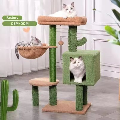 Katzenkratzer Haus Spielzeug Kleines grünes Katzenbaum Kaktus Kätzchenkratzer für Innenkatzen
