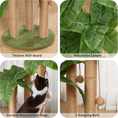 Indoor Cats Nachhaltige grüne Katze Baumturm mit Katze Kratzen Schlafen Spielen Wohnung