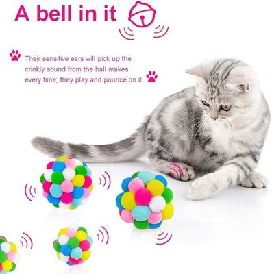 Vorteilhafte Katzenkugel-Spielzeug farbenfrohe Handgemachte Glocken Sprungkugeln Katzenkraut Interaktives Spielzeug