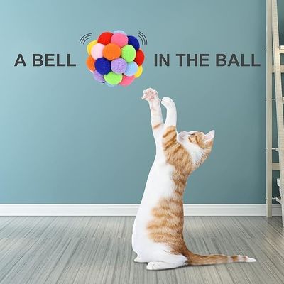 Vorteilhafte Katzenkugel-Spielzeug farbenfrohe Handgemachte Glocken Sprungkugeln Katzenkraut Interaktives Spielzeug