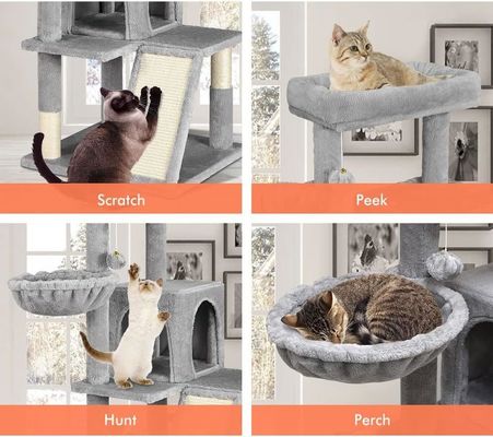 Nachhaltiges hellgraues Katzenbaum mit Spielzeug-Katzenturm Wohnung Katzenhaus und gepolsterte Plüsche Perche