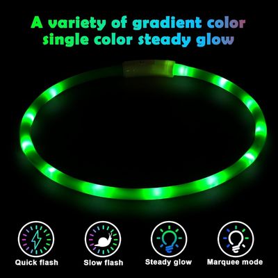 Kundenspezifische Dienstleistung Wasserdichtes USB Wiederaufladbares Silikon LED Hundehalsband
