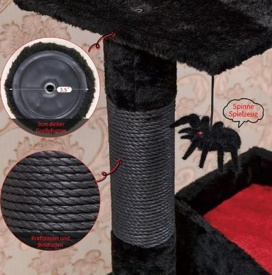 Schwarze Gotische Katze Turm Sarg Bett Eigentumswohnung Kratzpfosten Spinnenspiel Mehrschichtmöbel