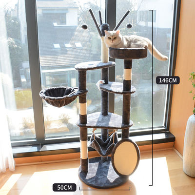 Vorteilhaftes Holz Moderne Katze Sisal Scratcher Mehrstufige Katze Kletterrahmen und Hängematte