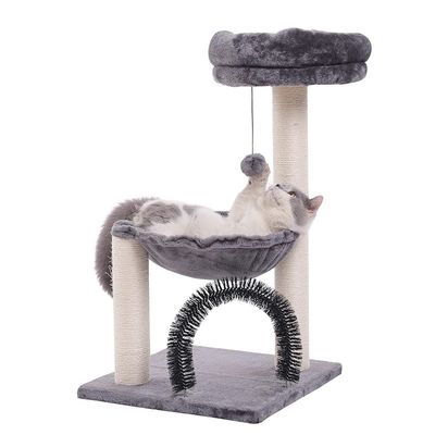 Plush Cat Tower Katzenbaum Kratzer Spielzeug Aktivitätszentrum Graue Katzen Spielzeit Notwendig