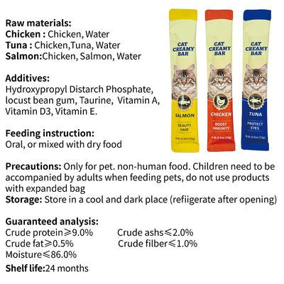 Frisches Fleisch Snack Katzenstreifen Drei Geschmacksrichtungen Thunfisch-Hydratationspackung für Katzen zum Schutz der Gesundheit