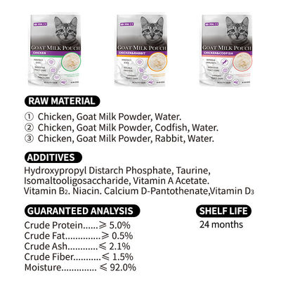 Katzen Snacks Huhn Kaninchen Kabeljau Hundesüßigkeiten Ziegenmilch Pulver Tasche Katze Nasskost