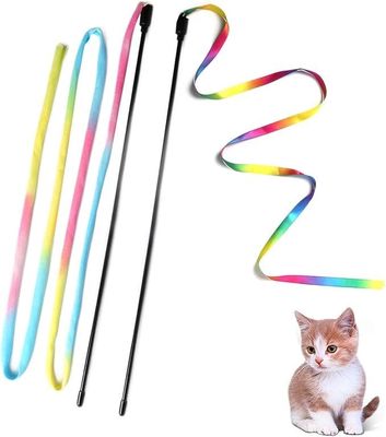 Multikolores Stoff Katzen Teaser Stick Nachhaltiges Trainingsspielzeug mit einfacher Zahnfunktion