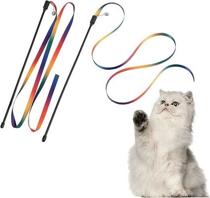 Multikolores Stoff Katzen Teaser Stick Nachhaltiges Trainingsspielzeug mit einfacher Zahnfunktion