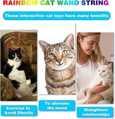Multikolores Stoff Katzen Teaser Stick Nachhaltiges Trainingsspielzeug mit einfacher Zahnfunktion