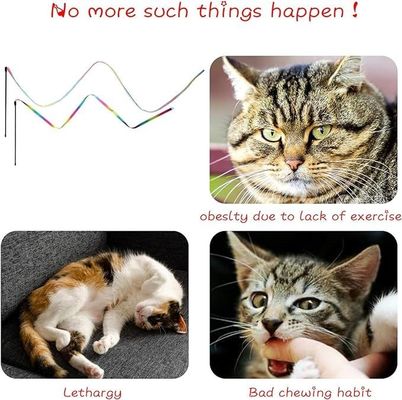 Multikolores Stoff Katzen Teaser Stick Nachhaltiges Trainingsspielzeug mit einfacher Zahnfunktion