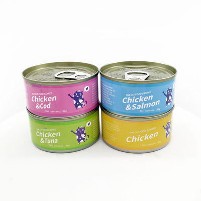 Warme Konserven für Katzen 85g Weißfleisch, Lachs, Hühnchen und Katzen