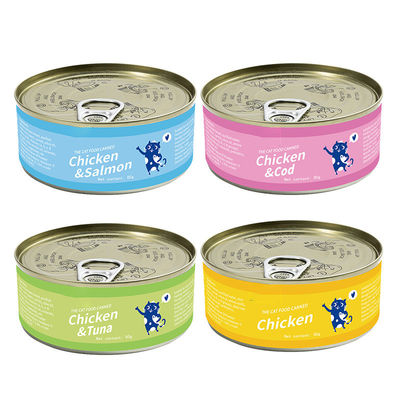 Warme Konserven für Katzen 85g Weißfleisch, Lachs, Hühnchen und Katzen