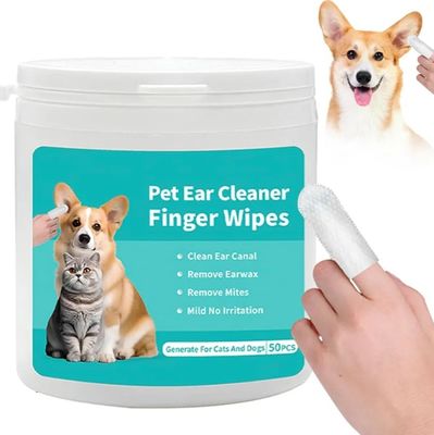 Benutzerdefiniertes Logo Akzeptiert Haustier Ohrreinigung Wäsche Portable Finger Reiniger für Hunde Katzen