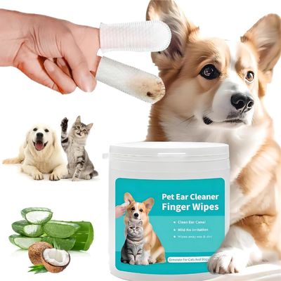 Benutzerdefiniertes Logo Akzeptiert Haustier Ohrreinigung Wäsche Portable Finger Reiniger für Hunde Katzen