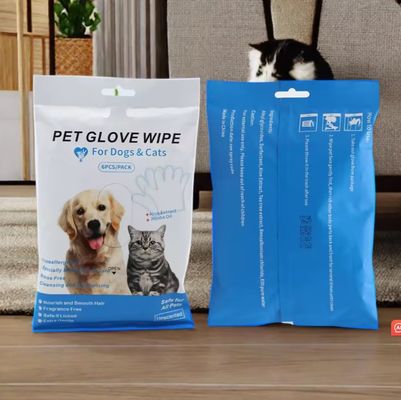 Personalisiertes Logo akzeptabel 6PCS Pack Pet Reinigungshandschuhe für PET Pflege Nasstücher