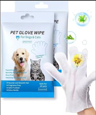 Nicht gewebte Blaue Packung Reinigung Einweg-Haustierpflege Handschuhe Nasstücher für Hunde Katzen