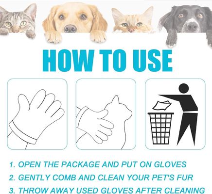 Annehmbare nicht gewebte Handschuhe für Hunde und Katzen 6 Stück/1 Tasche