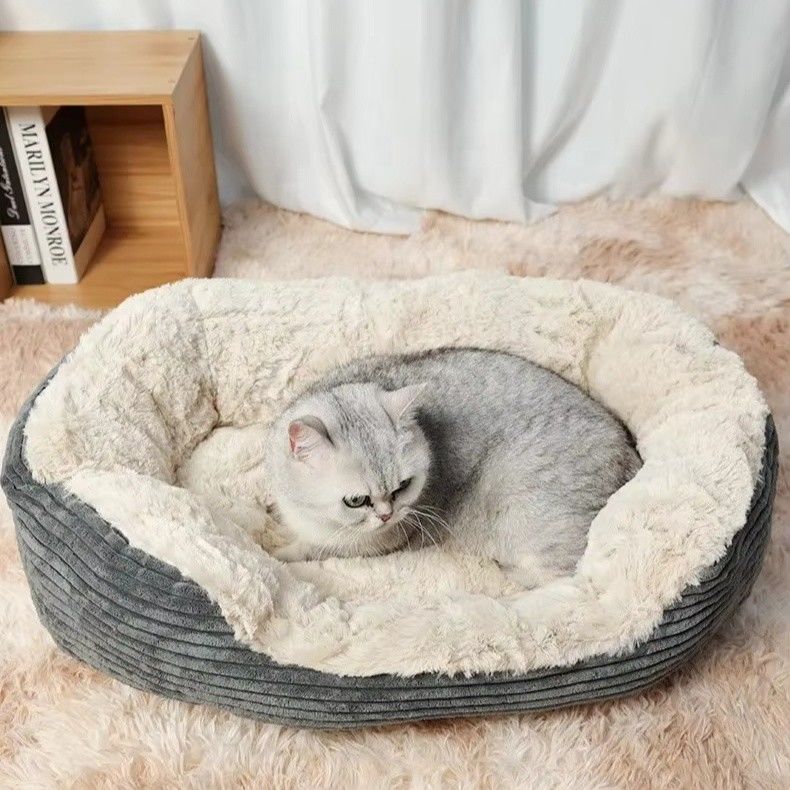 Hunde- und Katzenbett mit ultrawaschbarem Haar Verdickte Decke Matte Pad Fleece Zuhause Haustier Schlaf