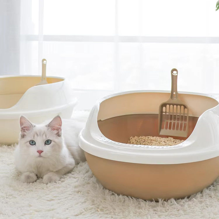 Katzenmüllkasten Anti-Spritz-Haustier Hund Toilette Große Raum Katze Plastik Katzenbehälter für Innenräume