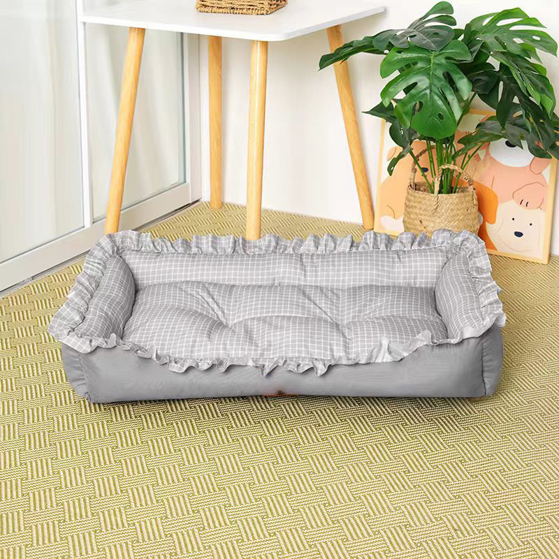 Schlafbett für Haustiere in Plain Peach Velvet für Hunde Katze Mehrfache Größen Waschbare Kussler